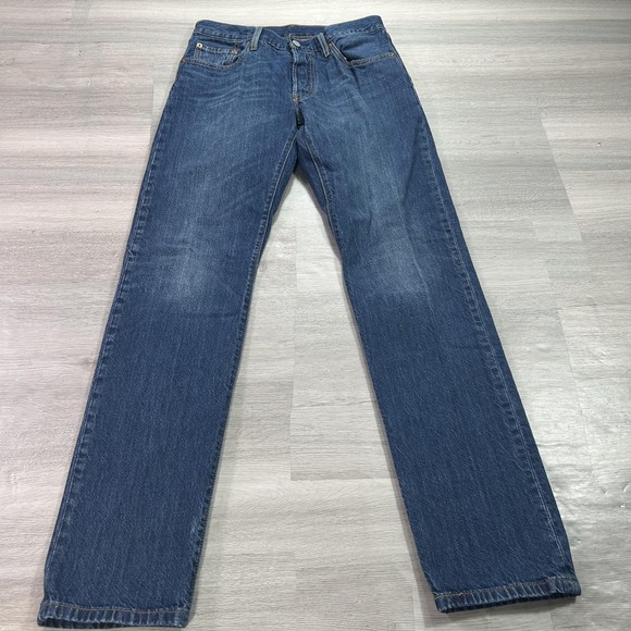 Levi's Denim - Levis 501 Jeans Womens 26x32 Blue Button Fly Straight Fit Denim Medium Wash